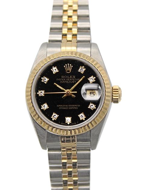 rolex datejust women black four diamonds|women's rolex perpetual datejust.